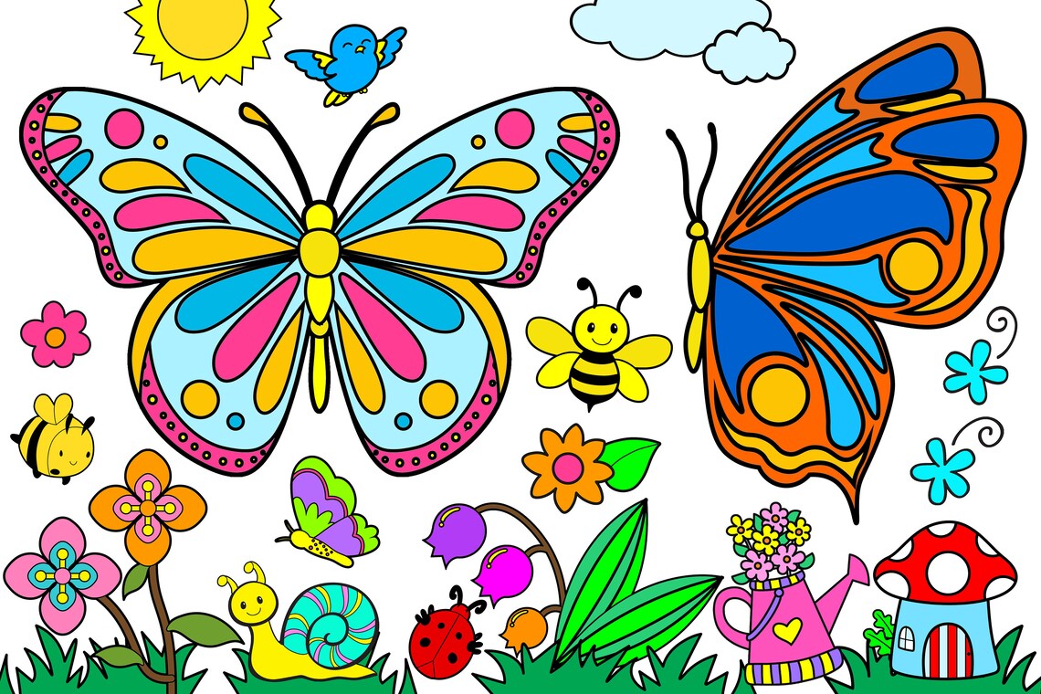 GIANT Butterfly Coloring Page Poster Butterfly Photo Booth - Etsy
