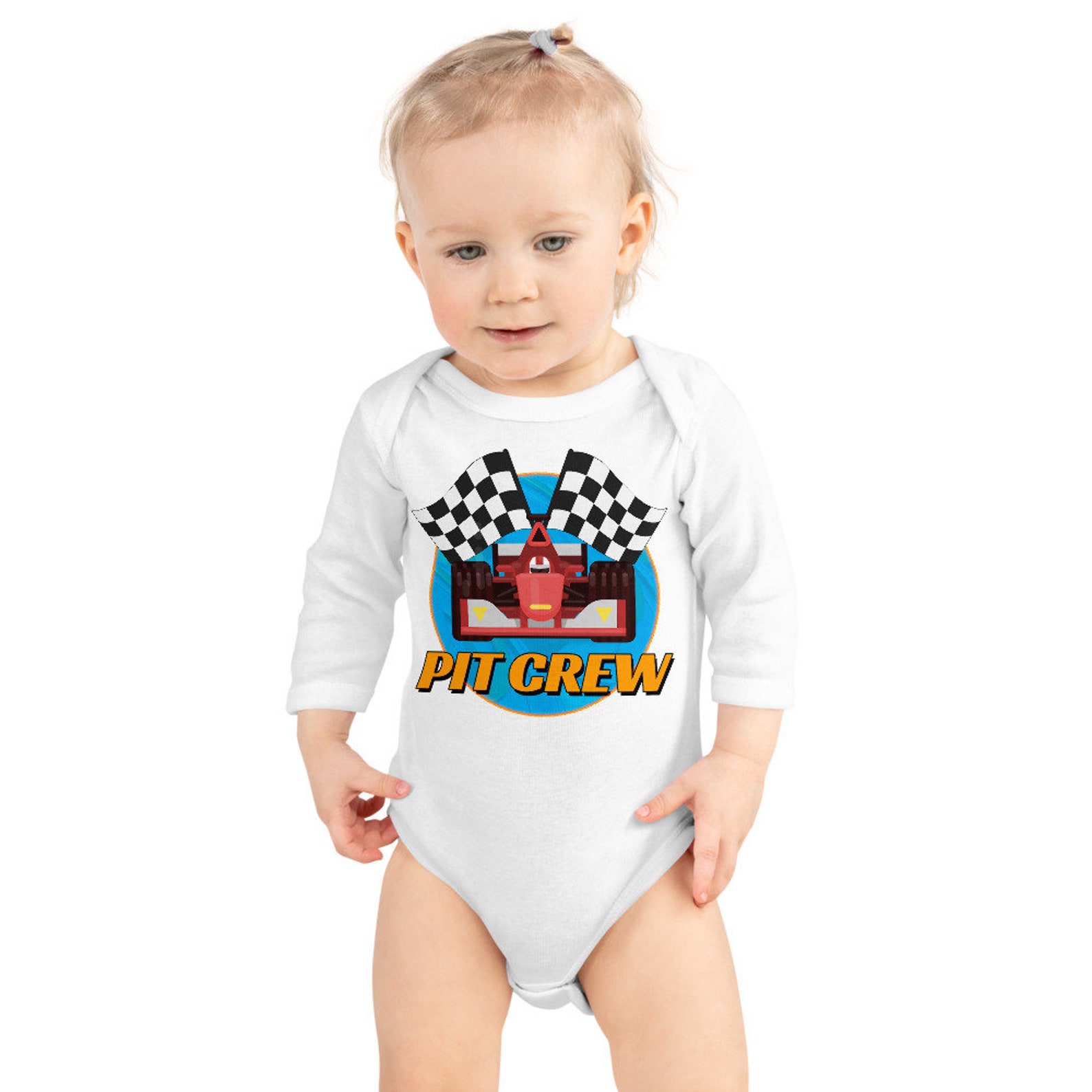 Pit Crew Bodysuit Race Car Baby Bodysuit Long Sleeve Baby Etsy