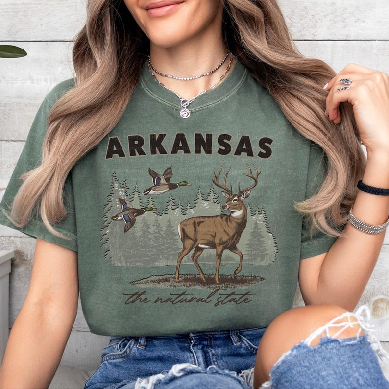 Arkansas PNG, Arkansas State Shirt Png, Retro Deer Wilderness Sweatshirt Png, Retro Animal Wildlife Boho 90s Nostalgia, The Natural State image 5