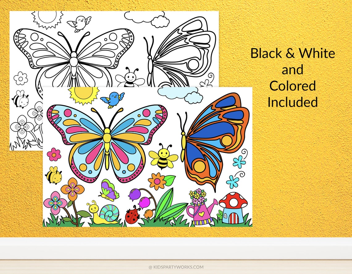 GIANT Butterfly Coloring Page Poster Butterfly Photo Booth - Etsy