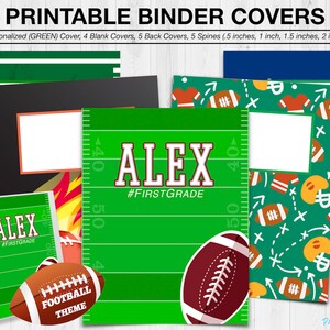 PRINTABLE BINDER COVERS-1 Personalized Binder Cover-football Binder ...