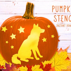 Dog Pumpkin Stencil, Husky Printable Stencil, Jack O' Lantern, Pumpkin ...