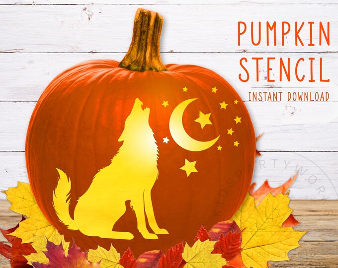 Printable Wolf Pumpkin Carving Stencil Halloween Pumpkin Carving