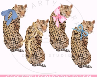 Leopard PNG, Leopard Print Png, Coquette Png, Leopard Clipart, Pink Bow Png, Watercolor Cheetah Clip Art, Coquette Leopard Shirt Sublimation