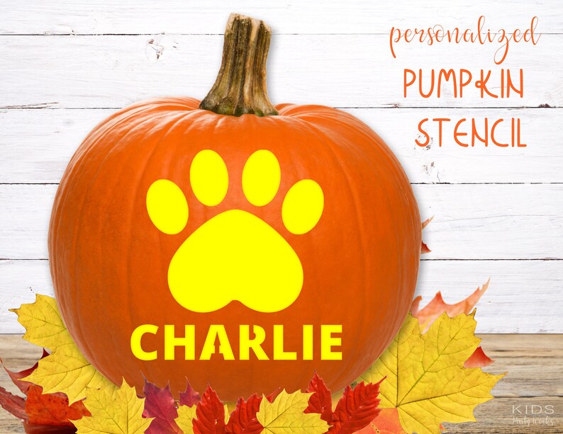 Dog Paw Print Pumpkin Stencil PRINTABLE Name Pumpkin STENCIL - Etsy