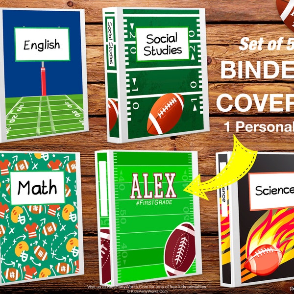 PRINTABLE BINDER COVERS-1 Personalized Binder Cover-Football Binder Covers (8.5x11in.)-Binder Covers-School Binder Covers-Instant Download