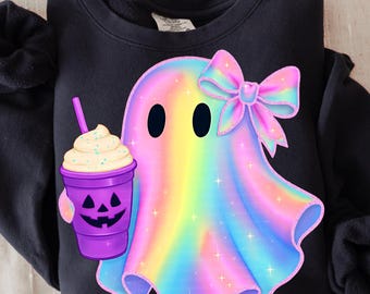 Fantasma lindo PNG, fantasma Boo PNG, fantasma coqueto de Halloween PNG, fantasma neón de Halloween PNG, camiseta fantasma Boo PNG, sublimación, temporada espeluznante de moda PNG