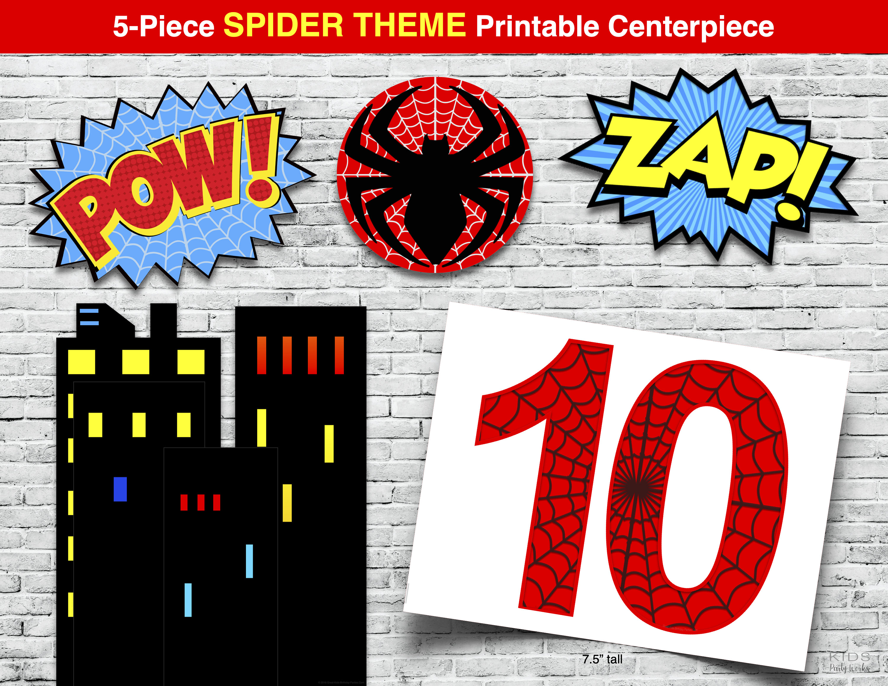 superhero party centerpiece printable number 10 spider etsy