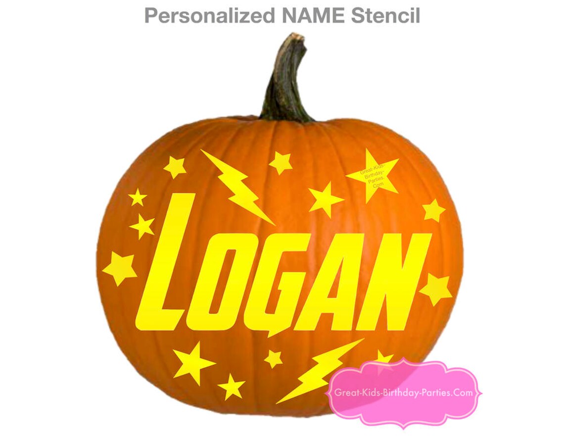 PRINTABLE Superhero Name Pumpkin Stencil Personalized | Etsy