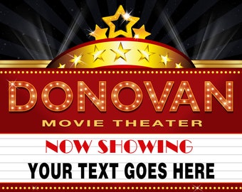 Movie Theater Sign, Movie Night Party, Movie Birthday, Theater Backdrop, Marquee Backdrop, Birthday Party Backdrop, Digital Backdrop