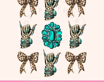 Western PNG, Western Shirt PNG, Turquoise Png, Leopard Bows, Coquette Shirt Sublimation, Trendy, Coquette Girlie Girl, Cowgirl Aesthetic