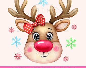 Christmas PNG, Reindeer Png, Christmas Reindeer Png, Cute Christmas Shirt Designs For Kids, Girl Christmas Png Holiday Christmas Sublimation