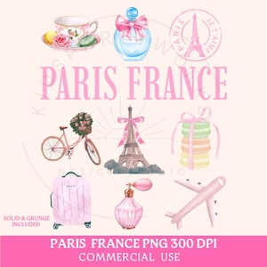 Paris PNG aquarelle Tour Eiffel Clipart Parisien été voyage vacances mode famille filles conception chemise sublimation Png Paris France PNG