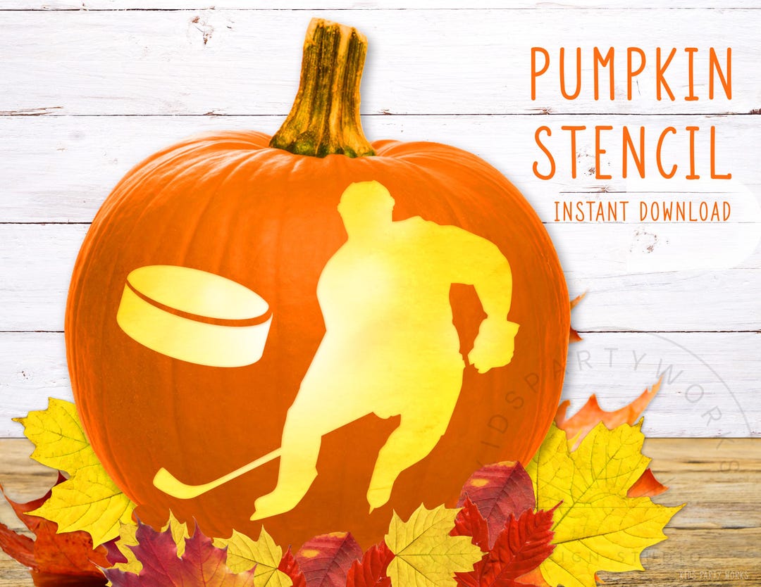 Hockey Pumpkin Stencil, Hockey Pumpkin Stencil, Hockey Player Stencil ...