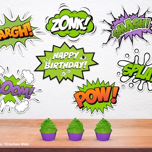 Superhero Comic Bubbles - Superhero Birthday - Superhero Party - Superhero Decorations - Photo Booth Props - Comic Bubble - Printable Words
