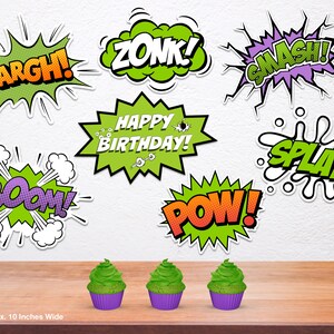 Decoraciones de Superhéroes para Cumpleaños de Niños de El Increíble Hulk, Feliz Cumpleaños, Letreros pa Fotos de Fiesta, Carteles Selfie