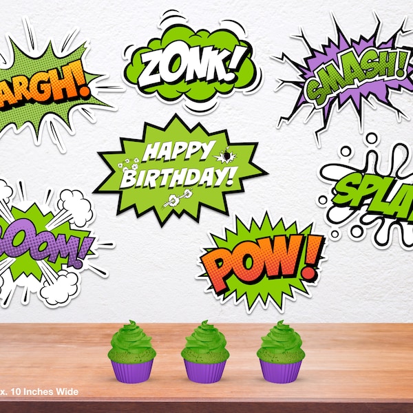 Decoraciones de Superhéroes para Cumpleaños de Niños de El Increíble Hulk, Feliz Cumpleaños, Letreros pa Fotos de Fiesta, Carteles Selfie