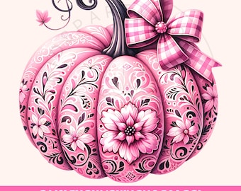 Coquette Pumpkin Png, Coquette Pink Pumpkin, Pink Bow Png, Western Pumpkin Png Shirt Sublimation Design, Pumpkin Clipart, Instant Download
