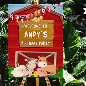 Farm Birthday Party, Personalized Birthday Sign, Welcome Barnyard Sign, Theme Party Birthday Decorations, DIY Printable Party Supplies