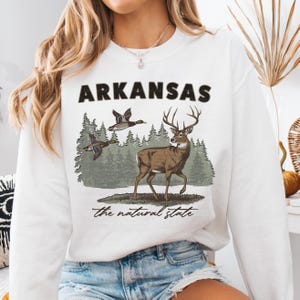 Arkansas PNG, Arkansas State Shirt Png, Retro Deer Wilderness Sweatshirt Png, Retro Animal Wildlife Boho 90s Nostalgia, The Natural State image 3