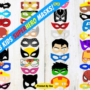 Superhero Masks-Superhero Birthday-Superhero Photo Booth Props-Party-Superhero Printable Masks-Printable-Superhero Mask-Superhero Topper-Kid image 2