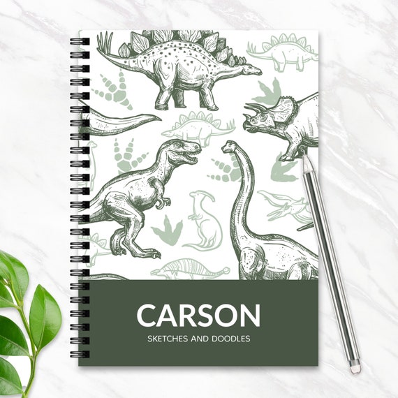Dino Kids Journal, Dinosaur Spiral Notebook, Jurassic T-Rex, Ruled Line, Gift for Boy, Kids Birthday Gifts, Custom Writing Journal With Name Il_570xn