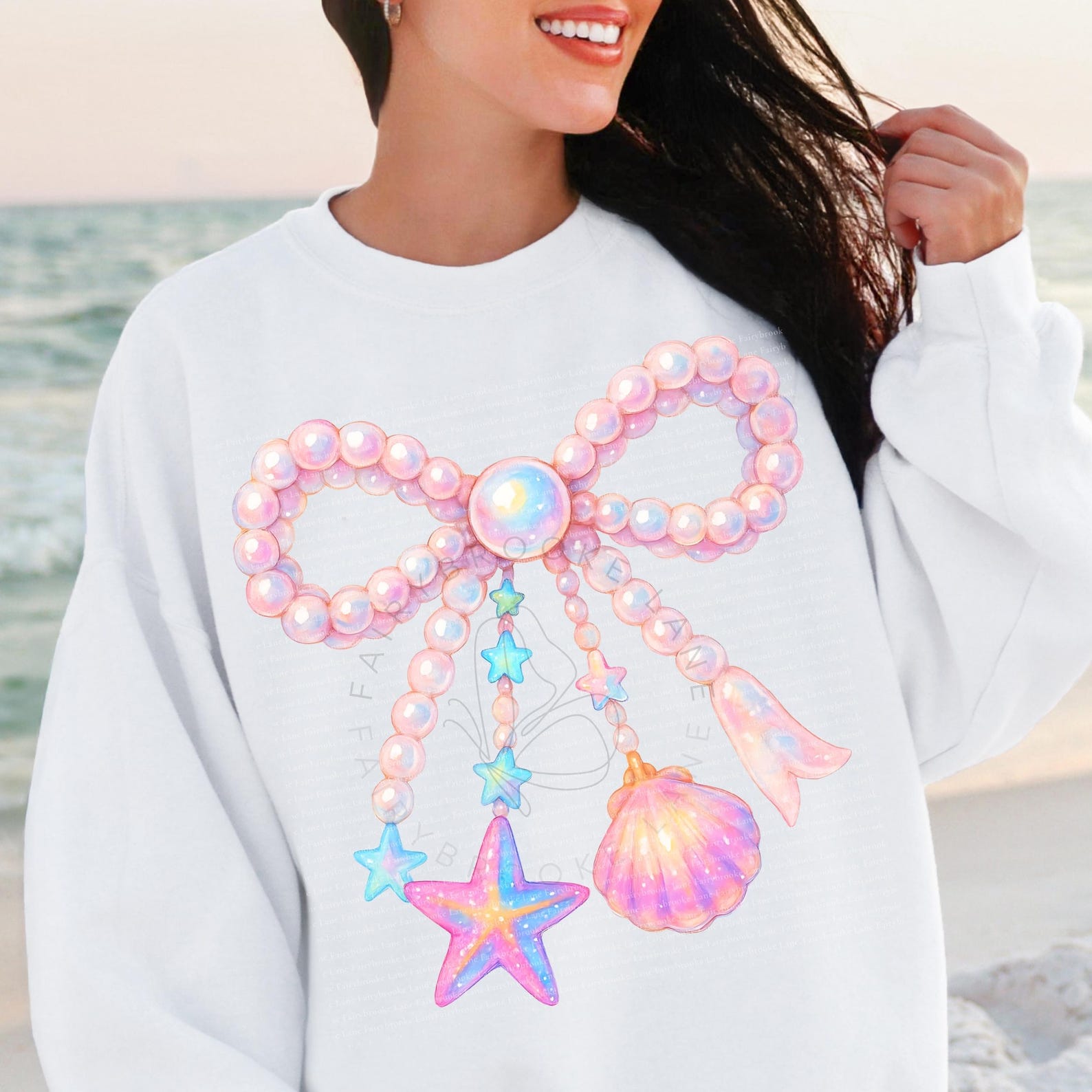 Coquette Pearl Bow Png, Coquette Clam Pearl Bow Png, Coastal Seashell ...