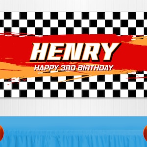 Race Car Backdrop, Racing Birthday Banner, Boy Birthday, Race Car Party,  Personalized Printable 36"x72", Party Supplies, Digital Backdrop