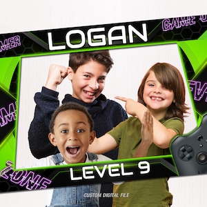 Moldura de cabine fotográfica de jogador, aniversário de jogador, suporte de foto de jogador, festa de videogame, decorações de jogos, moldura digital imprimível personalizada, presente de jogador