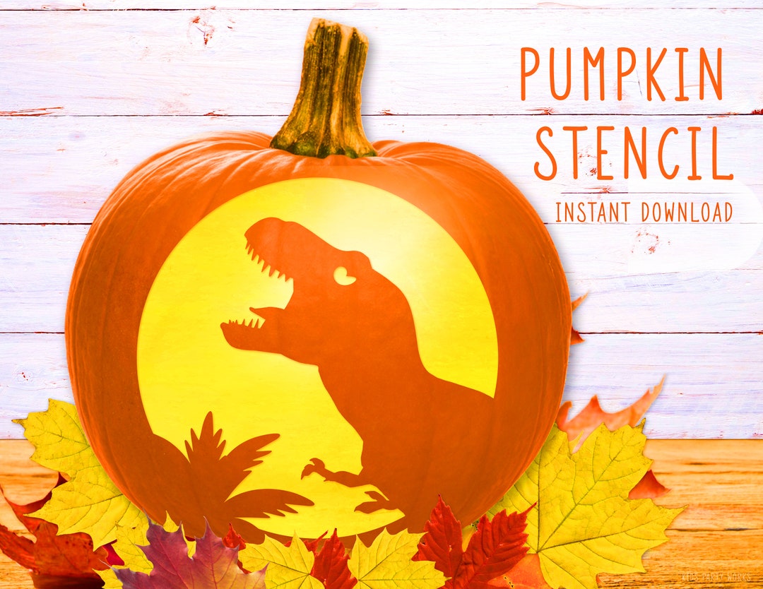 Dinosaur Pumpkin Stencil Halloween Jurassic Trex Animal Stencil Jack 