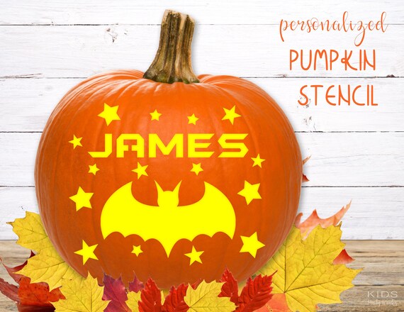 Bat Pumpkin Stencil | PRINTABLE Name Pumpkin STENCIL - Personalized ...