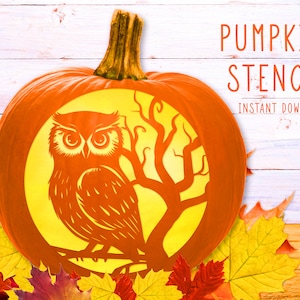 Owl Pumpkin Stencil, Pumpkin Carving Stencil, Printable Pumpkin Pattern ...