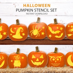 Halloween Imprimible para Calabaza, Plantilla de Halloween