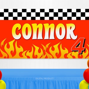 Race Car Backdrop, Racing Birthday Banner, Boy Birthday, Race Car Party,  Personalized Printable 36"x72", Party Supplies, Digital Backdrop