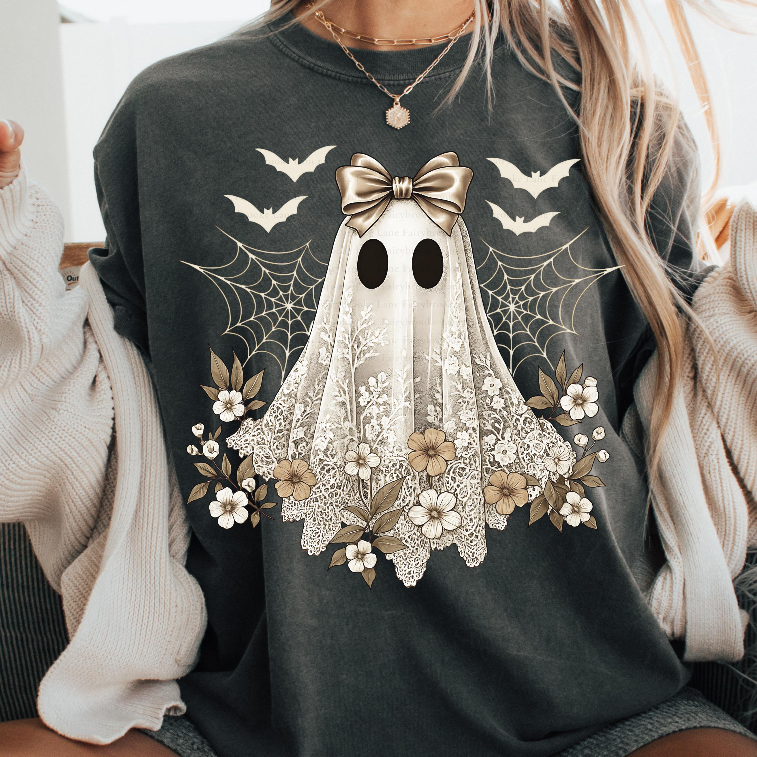 Lace Ghost Png, Floral Ghost Png, Cute Halloween Boo Lace Bow Png ...