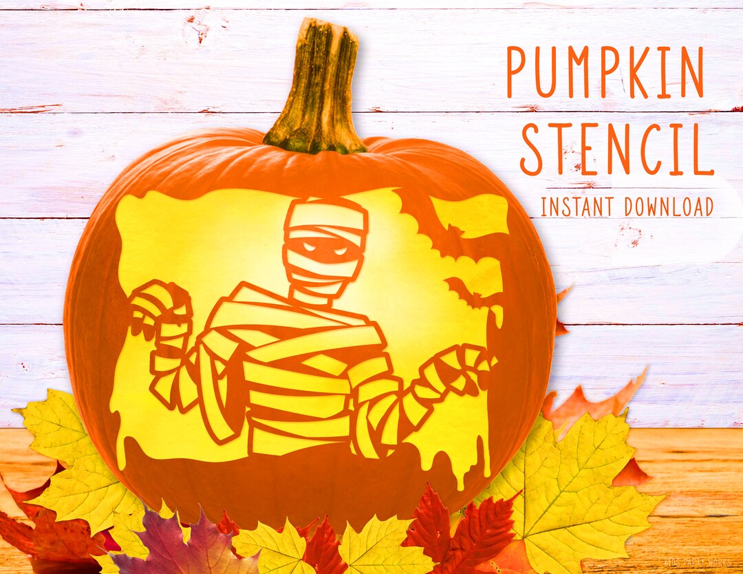 Mummy Pumpkin Stencil Spooky Printable Stencil Jack O Lantern