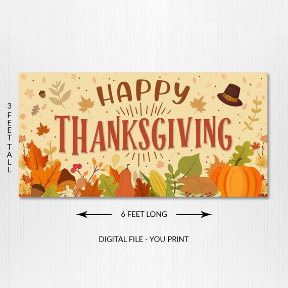 Happy Thanksgiving Banner, Happy Thanksgiving Sign, Holiday Party ..., حجم الصورة 570x570
