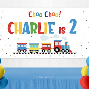 Train Birthday Banner, Choo Choo Train Birthday Backdrop, Train Party Decorations, Boy Kids Birthday Party, Custom Digital Banner Sign