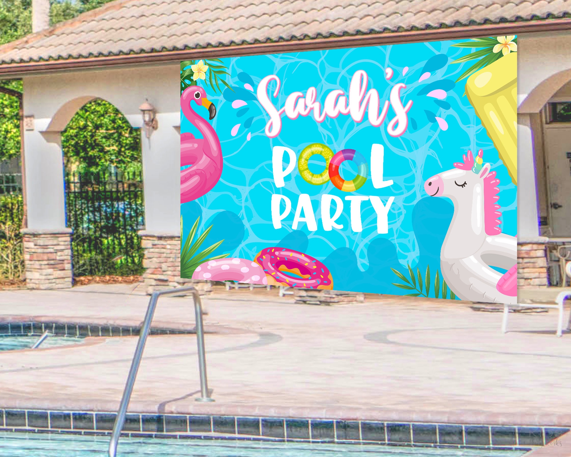 Pool Party Backdrop Pool Party Decoration Pool Birthday Etsy