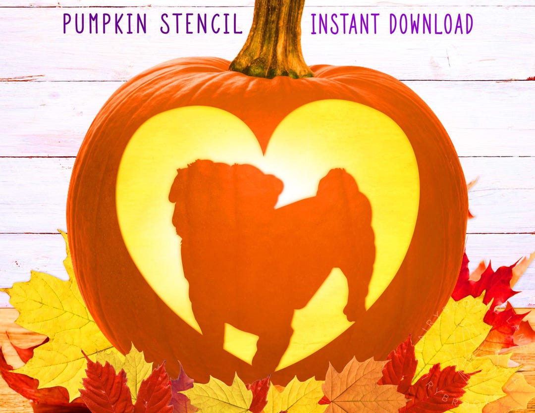 Dog Pumpkin Stencil, Pug Pumpkin Stencil, Pug Printable Stencil, Jack