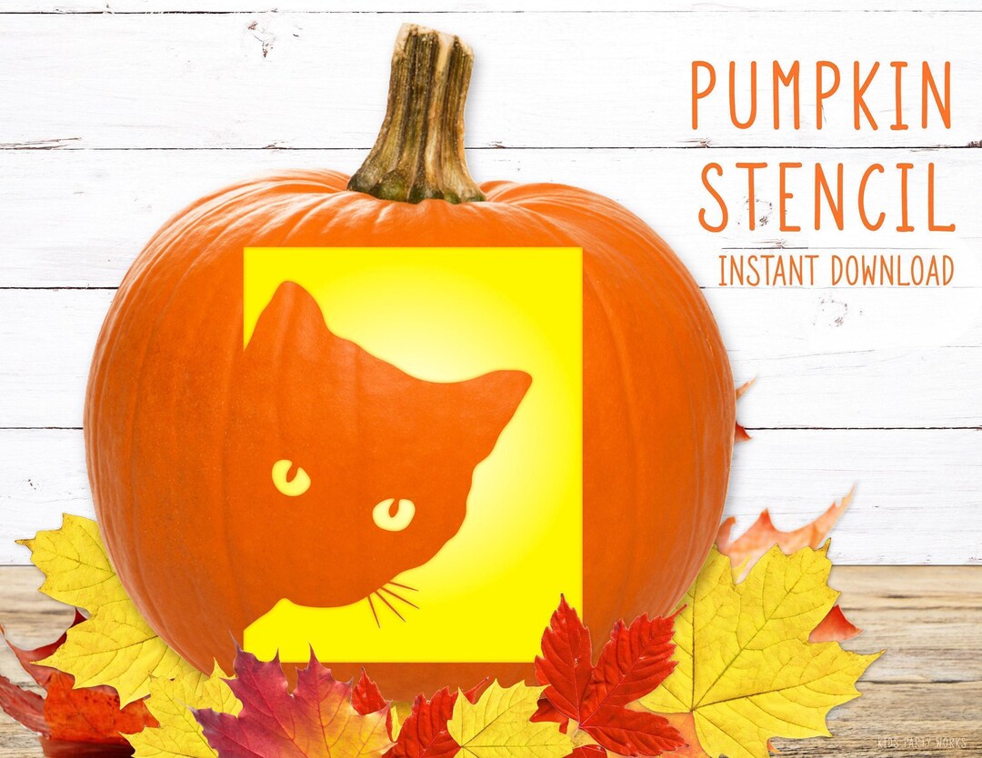 Cat Pumpkin Stencil, PRINTABLE Pumpkin Stencil, Jack O' Lantern ...