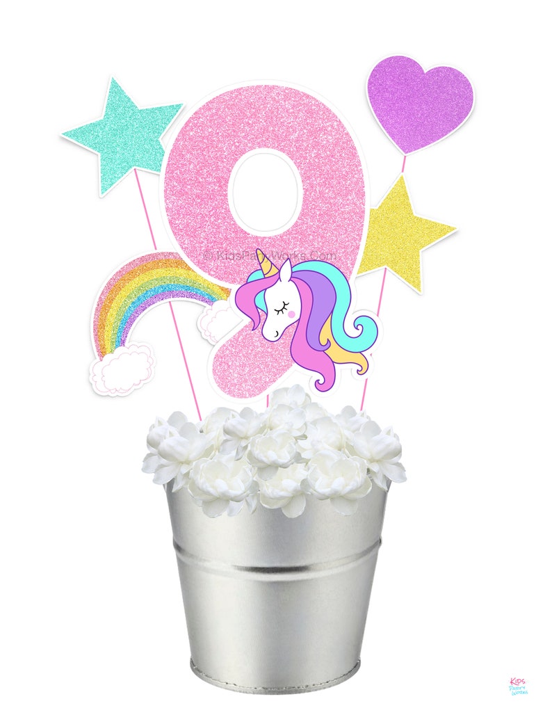 Printable Unicorn Centerpiece Number 9, Unicorn Birthday Party, Printable Centerpiece Decorations, DIY Centerpieces, Instant Download image 8