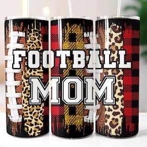 Football Mom Tumbler Wrap PNG, Football Png, Leopard Print Football Png, 20 oz Skinny Tumbler Sublimation Design, Digital Instant Download