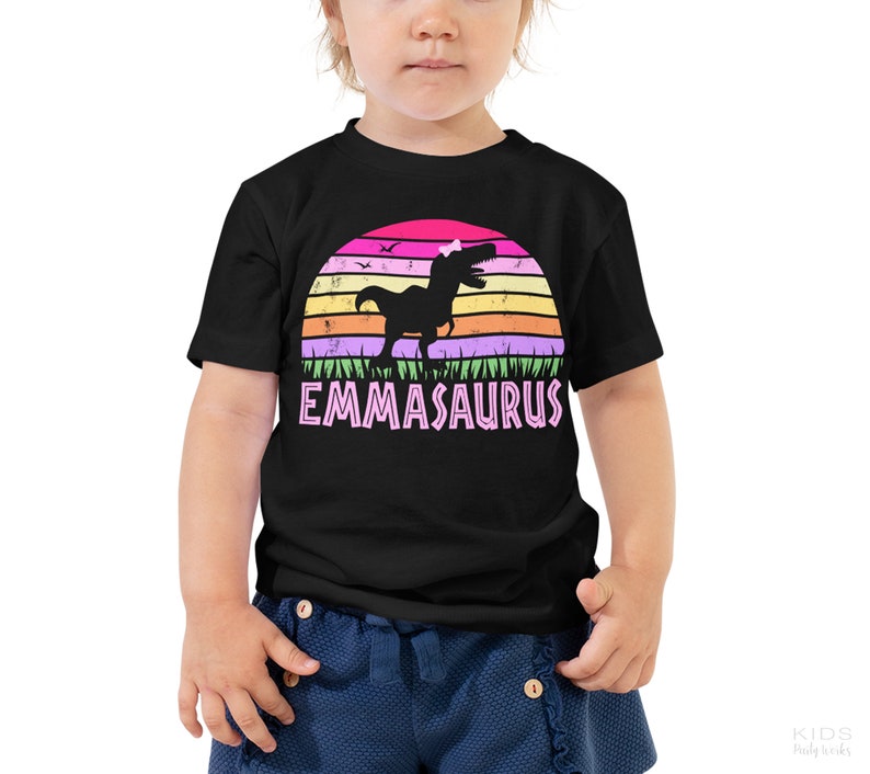 Dinosaur Shirt Girl, Kids Dinosaur Shirt, Dinosaur Birthday Shirt, Toddler T-shirt, Girl Birthday Party, Pink Dino, T-Rex, Dino With Bow Tee image 6