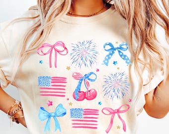 4 juli Coquette Bow png, kersensublimatieontwerp png, Amerika png, 4 juli png VS png Nu populair trendy patriottisch png, girly png
