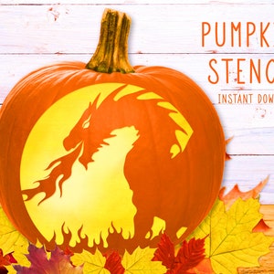 Dragon Pumpkin Stencil, Pumpkin Carving Stencil, Printable Pumpkin ...