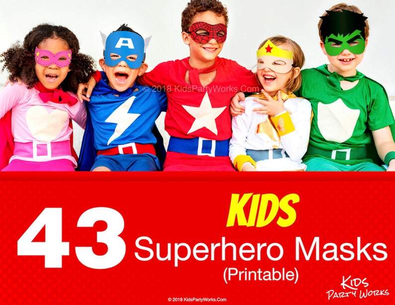 Superhero Masks-Superhero Birthday-Superhero Photo Booth Props-Party-Superhero Printable Masks-Printable-Superhero Mask-Superhero Topper-Kid image 1