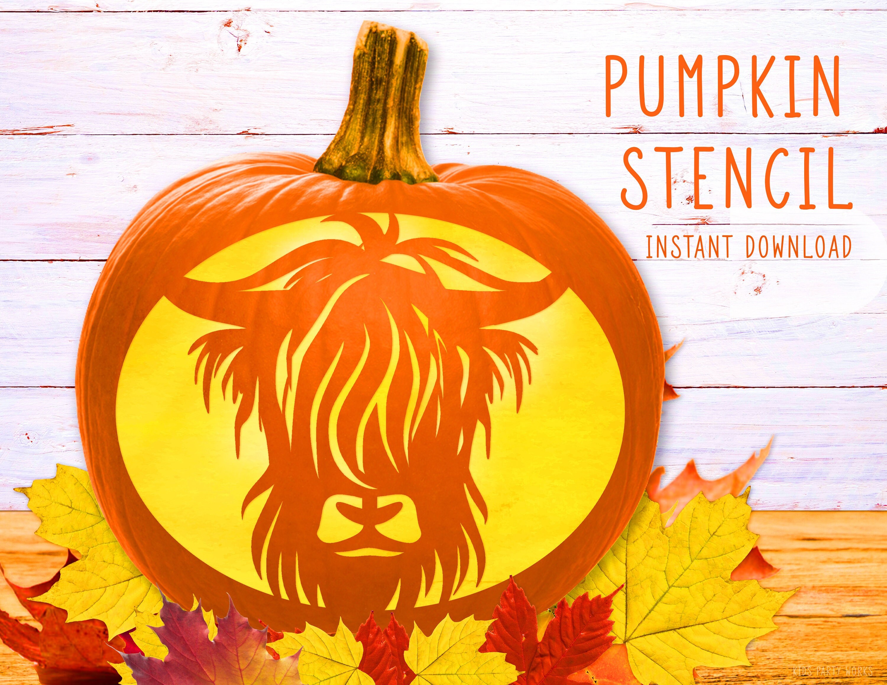 Highland Cow Pumpkin Stencil, Printable Pumpkin Stencil, Jack O ...