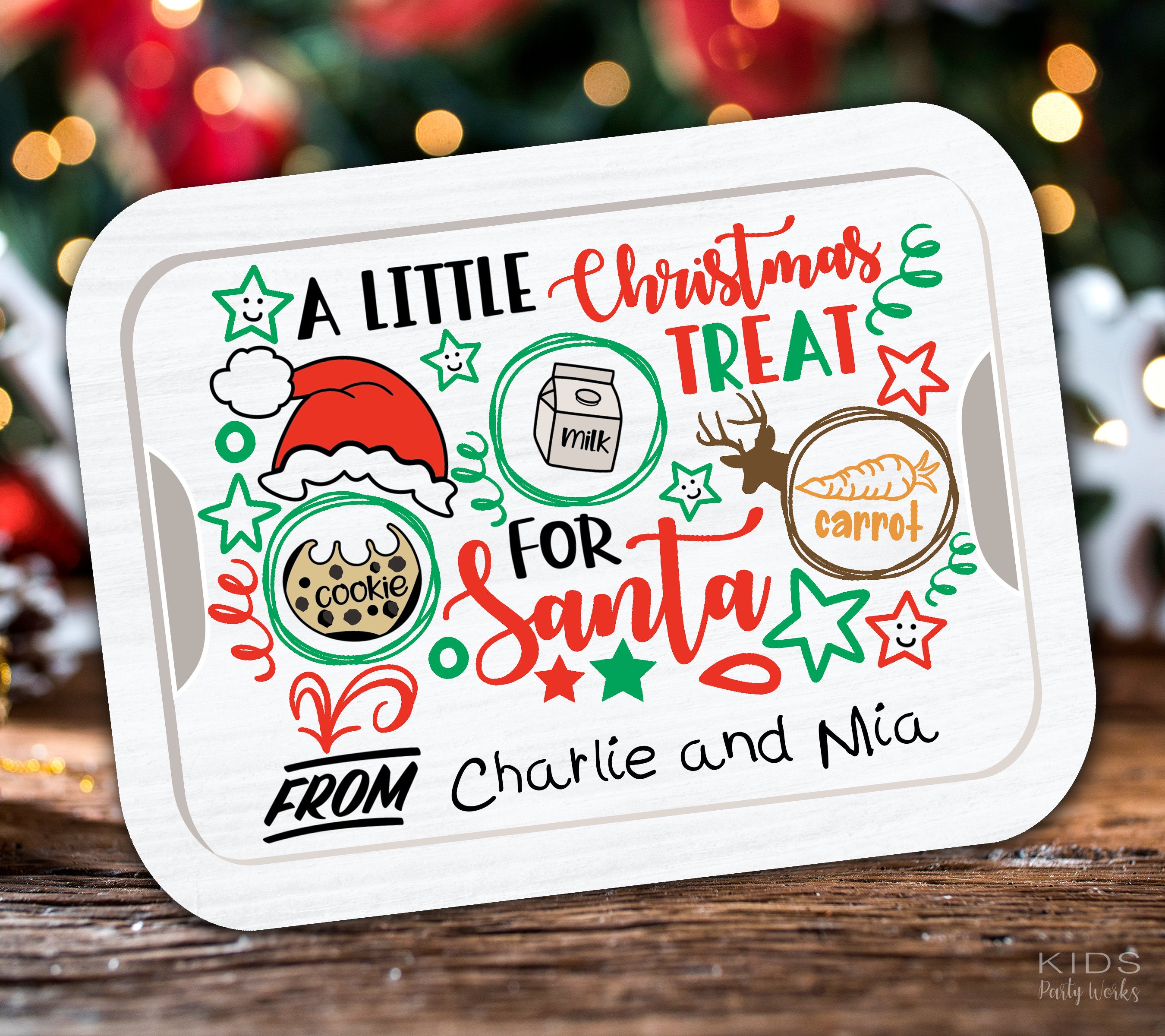 Santa Cookie Tray Printable | Santa Cookies and Milk Tray | Santa Tray | For Santa | Digital File | Christmas Instant Download 10.5" Wide