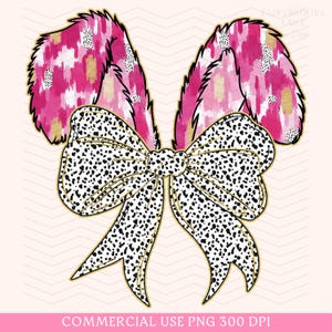 Bunny PNG, Coquette Easter, Coquette Bunny Ears, Trendy Easter Png, Bunny Clipart, Easter Sublimation, Happy Easter PNG, Brushstroke Bow